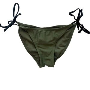 NWOT Xhilaration Olive Army Green Ruched Cheeky String Tie Bikini Bottom XS